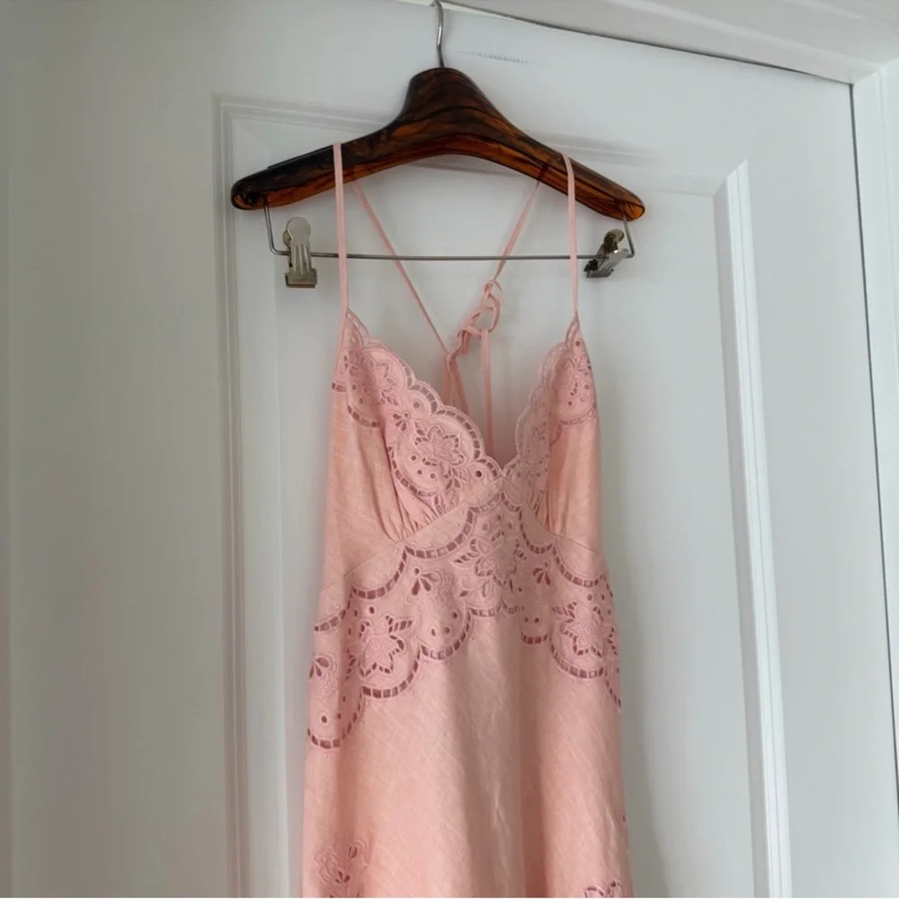 Farm Rio Pink Richelieu Euroflax Premium Linen Slip Midi Dress - Picture 2 of 8